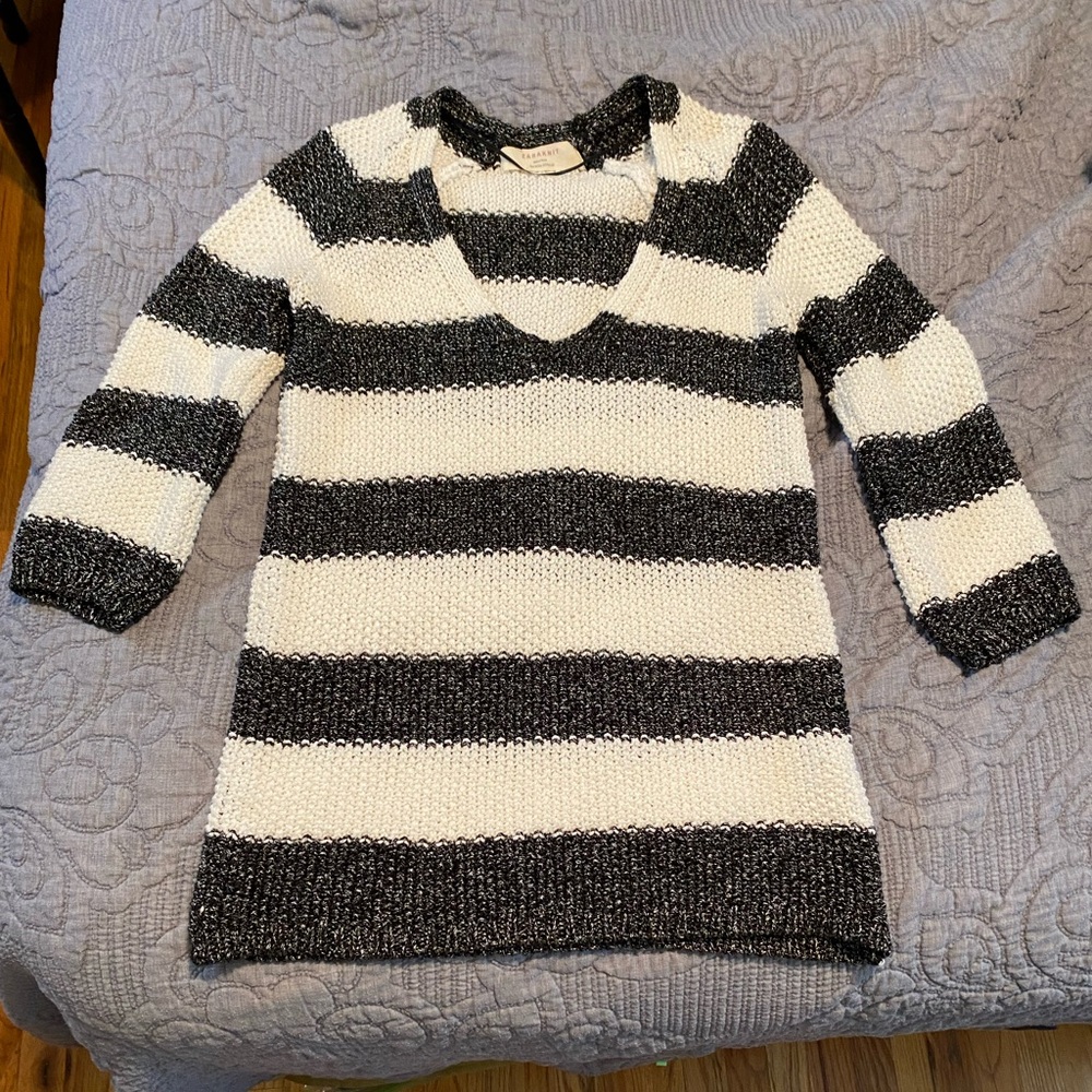 Zara Knit striped v-neck sweater
